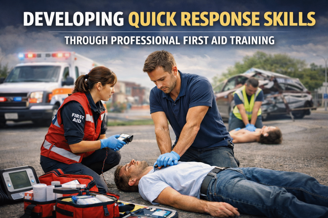 make creative image for Developing Quick Response Skills Through Professional First Aid Training