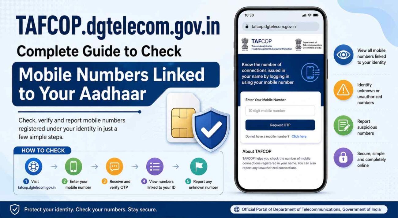 TAFCOP.dgtelecom.gov.in: Complete Guide to Check Mobile Numbers Linked to Your Aadhaar